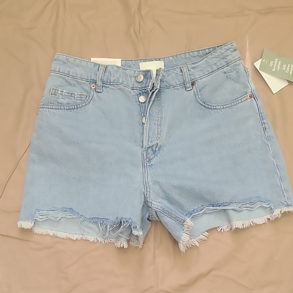 H&M Blue Jean Shorts Classic Distressed Style